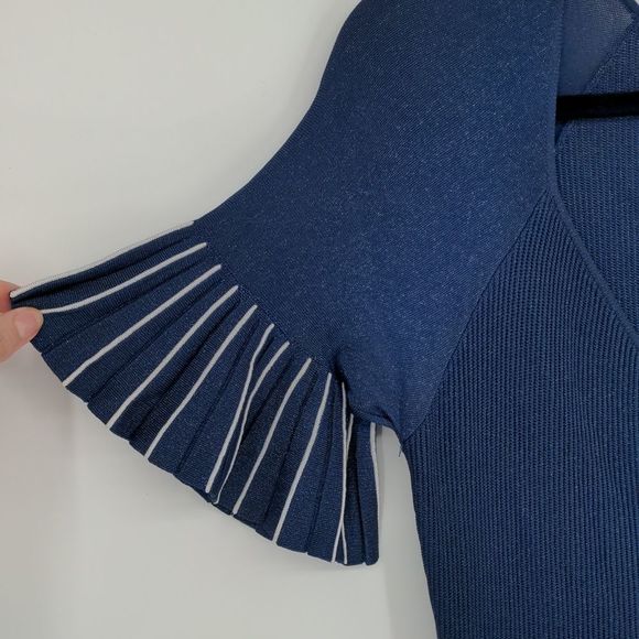 Jonathan Simkhai Women's Pleated Metallic Stretch-Knit A-Line Dress Size Large - Picture 9 of 16